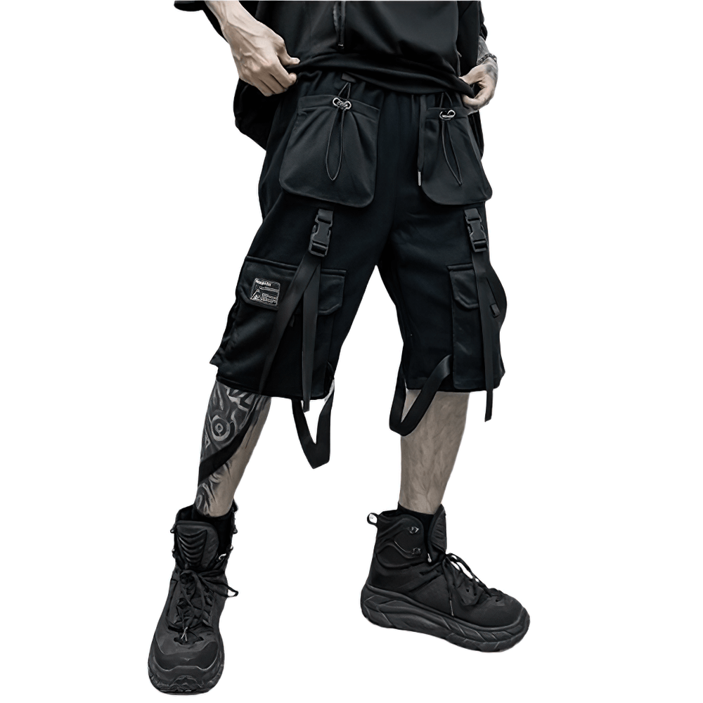 Male Cotton Loose Shorts with Big Pockets / Cool Breathable Shorts For Men With Ribbons