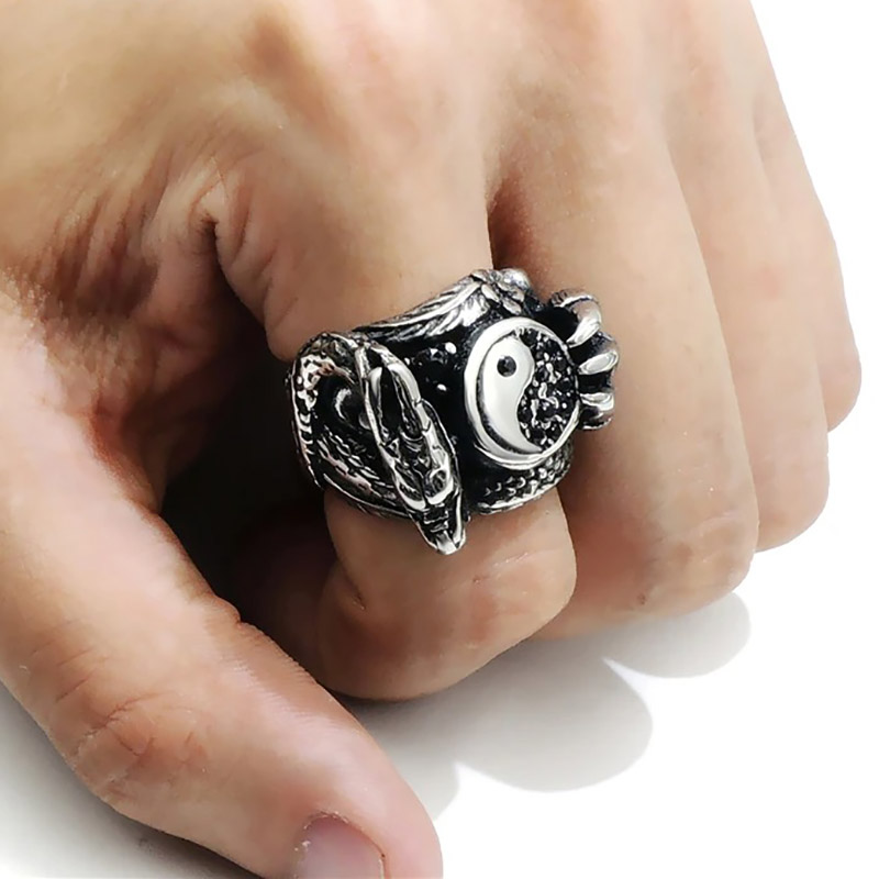 Male Dragon Claw 316L Stainless Steel Biker Ring / Alternative Fashion Jewelry for Men