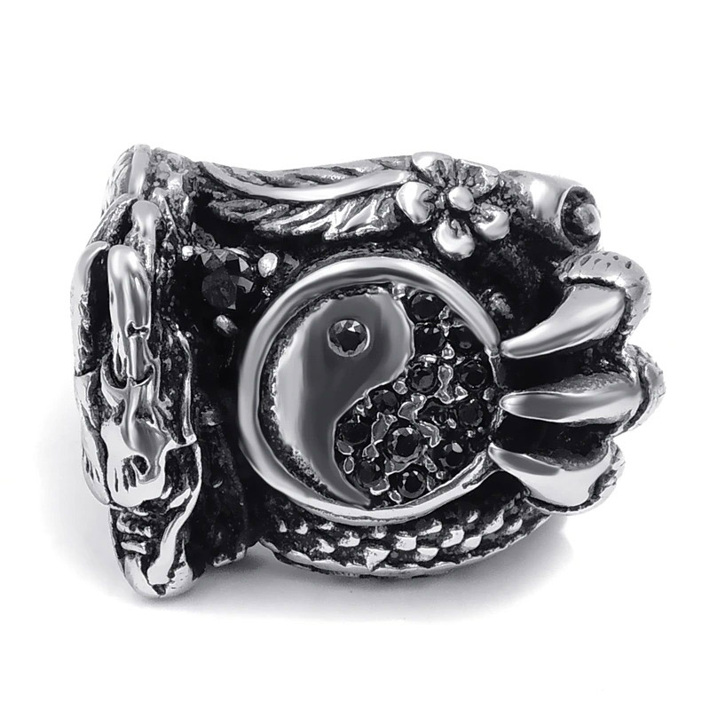 Male Dragon Claw 316L Stainless Steel Biker Ring / Alternative Fashion Jewelry for Men