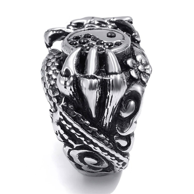 Male Dragon Claw 316L Stainless Steel Biker Ring / Alternative Fashion Jewelry for Men