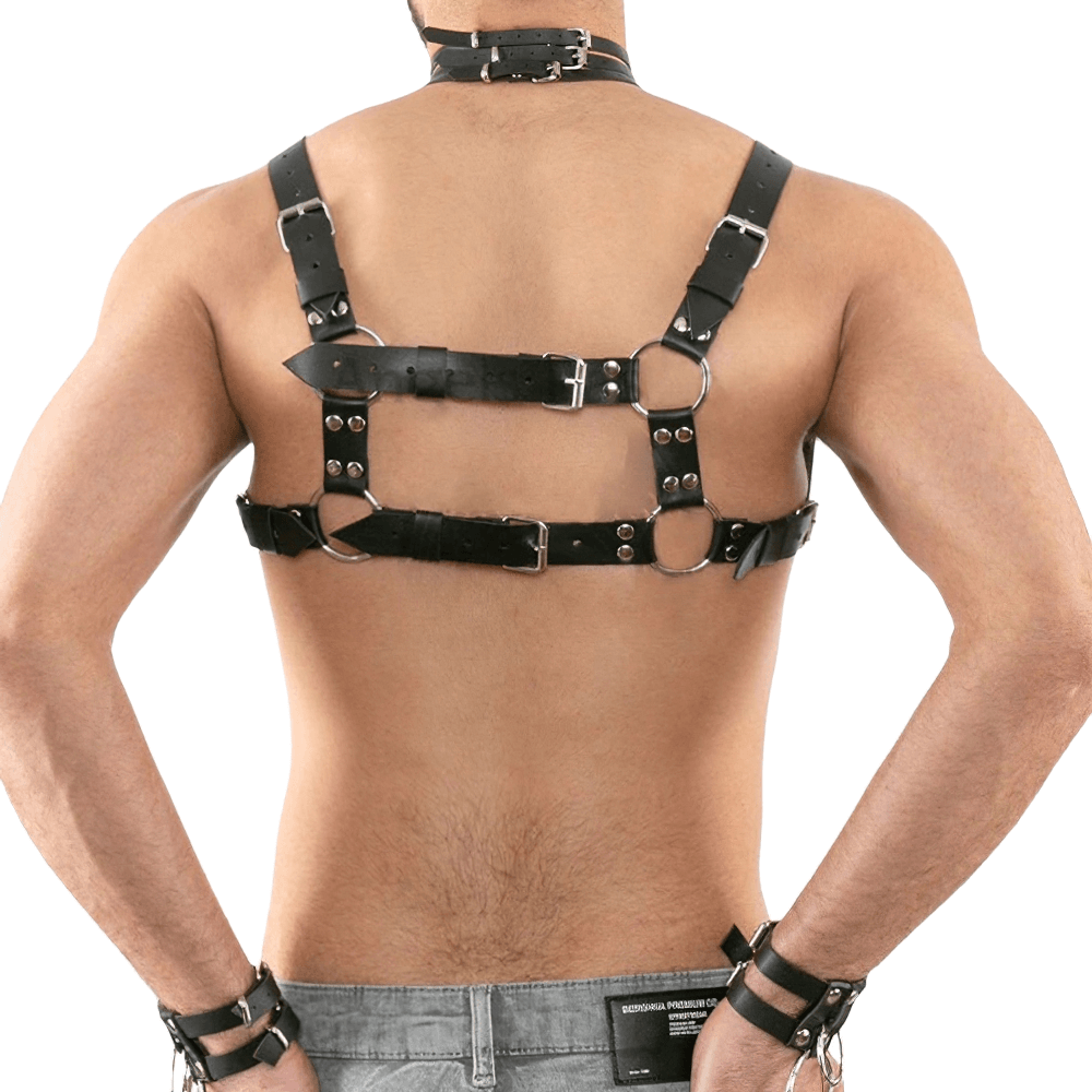 Male Fetish Adjustable Body Harness / Gothic PU Leather Belts for Men / Punk BDSM Accessories