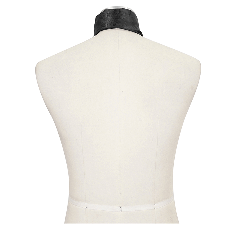 Male Gothic Black Floral Printed & Crystal Stone Tie / Vintage Long Ties for Men