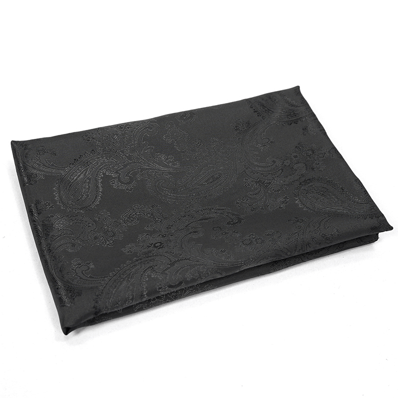 Male Gothic Black Floral Printed & Crystal Stone Tie / Vintage Long Ties for Men