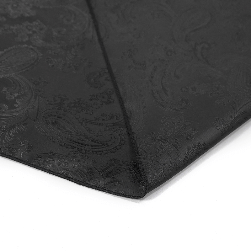 Male Gothic Black Floral Printed & Crystal Stone Tie / Vintage Long Ties for Men