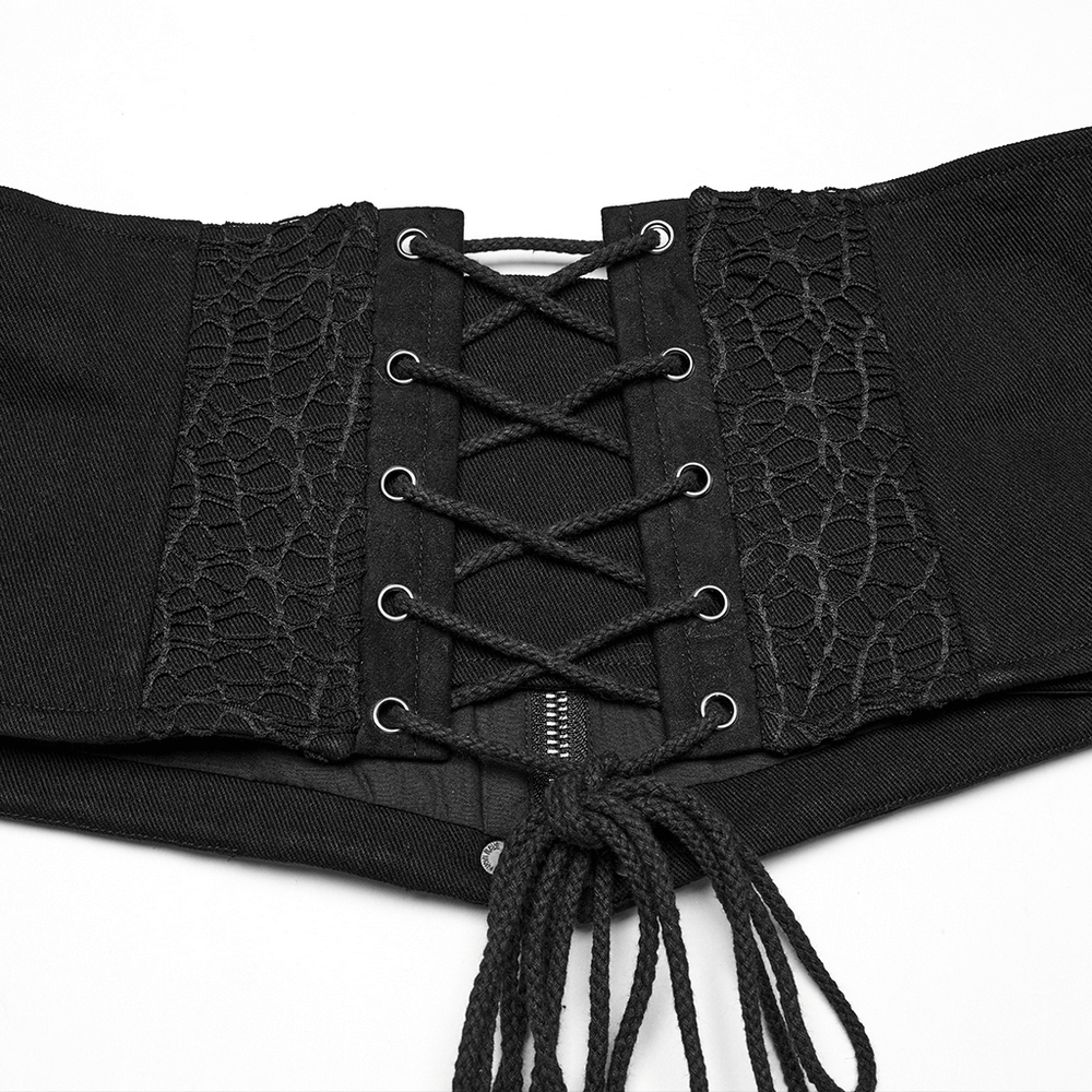 Male Gothic Corset Belt with Rivets and Lace-Up Back