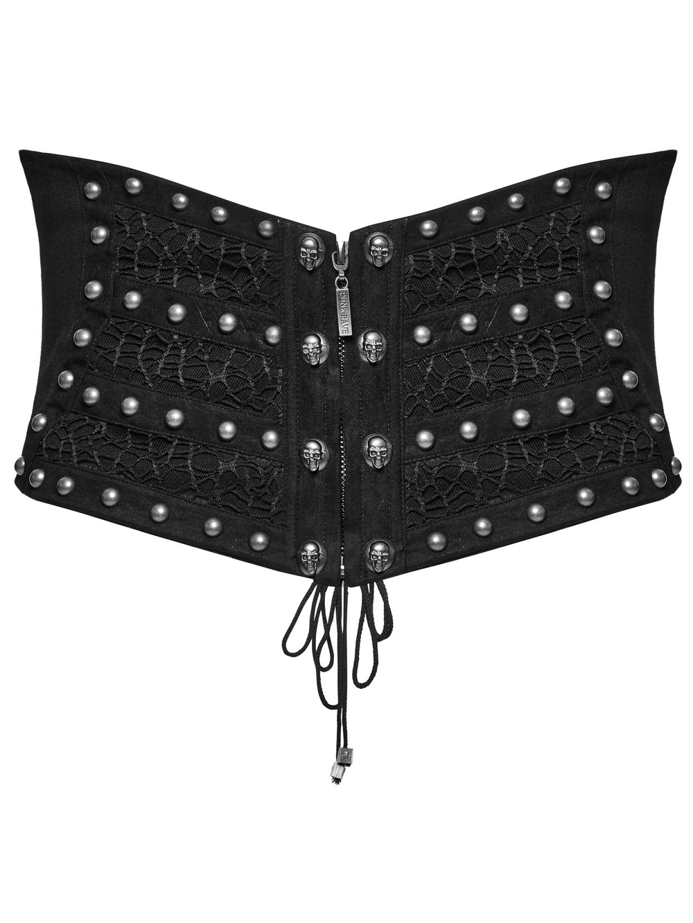 Male Gothic Corset Belt with Rivets and Lace-Up Back
