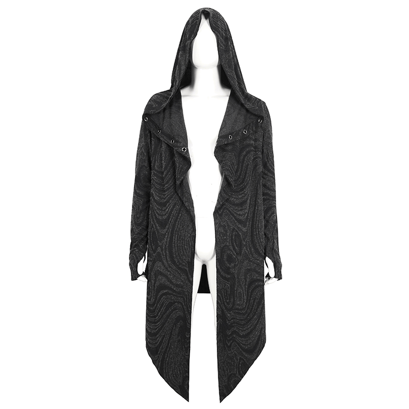 Male Gothic Irregular Hooded Coat with Multi-chain on Back