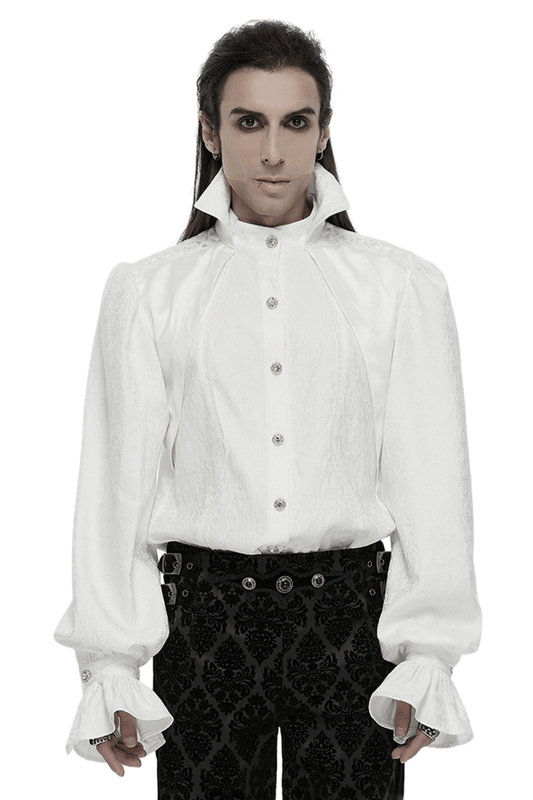 Male Gothic Stand Collar Shirt with Bubble Sleeves