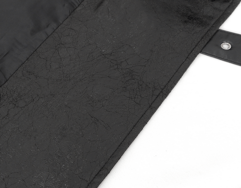 Male Punk Stand Collar Multi-buckle Faux Leather Coat