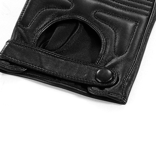 Male Real Leather Fingerless Gloves / Tactics Gloves of Sheepskin in Punk Style