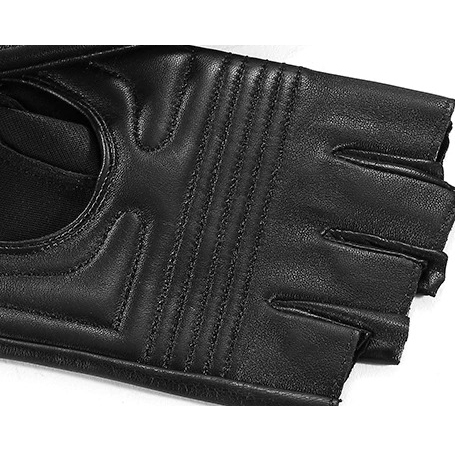 Male Real Leather Fingerless Gloves / Tactics Gloves of Sheepskin in Punk Style