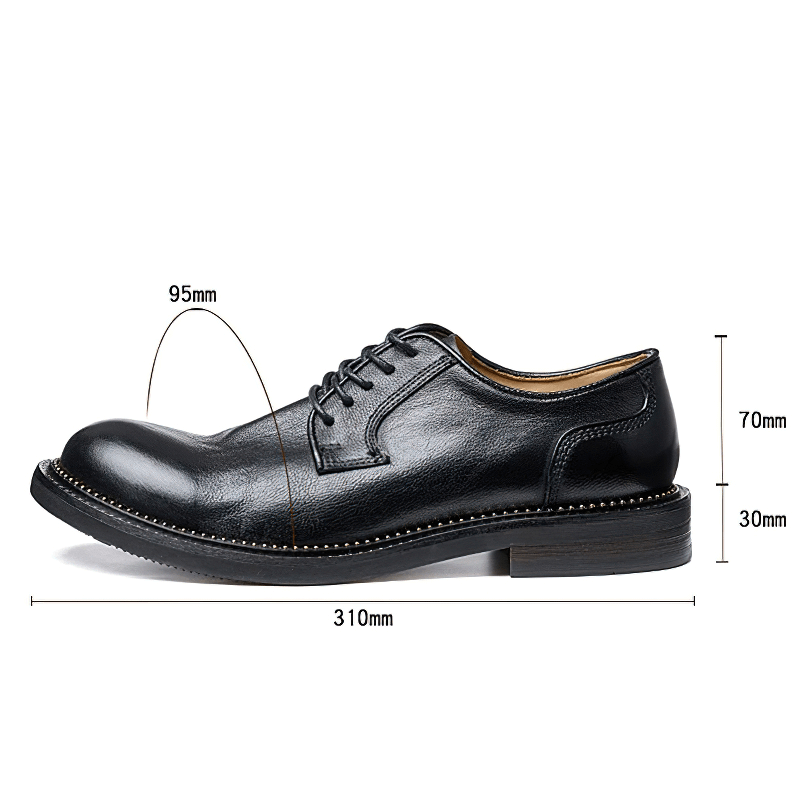 Male Retro Elegant Leather Shoes / Soft Lace-up Round Toe Oxfords / Casual Men's Footwear
