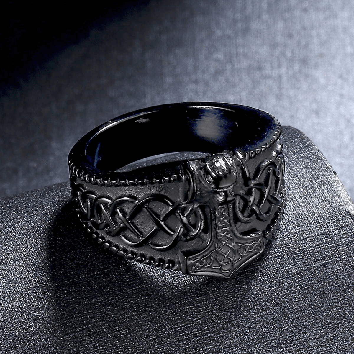 Male Thor's Hammer Celtic Ring / Fashion Men's Stainless Steel Rings / Amulet Jewelry for Men