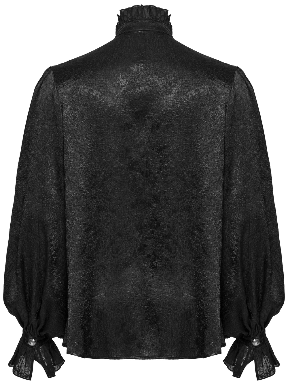 Male Victorian Black Shirt with Lace and Engraved Buttons