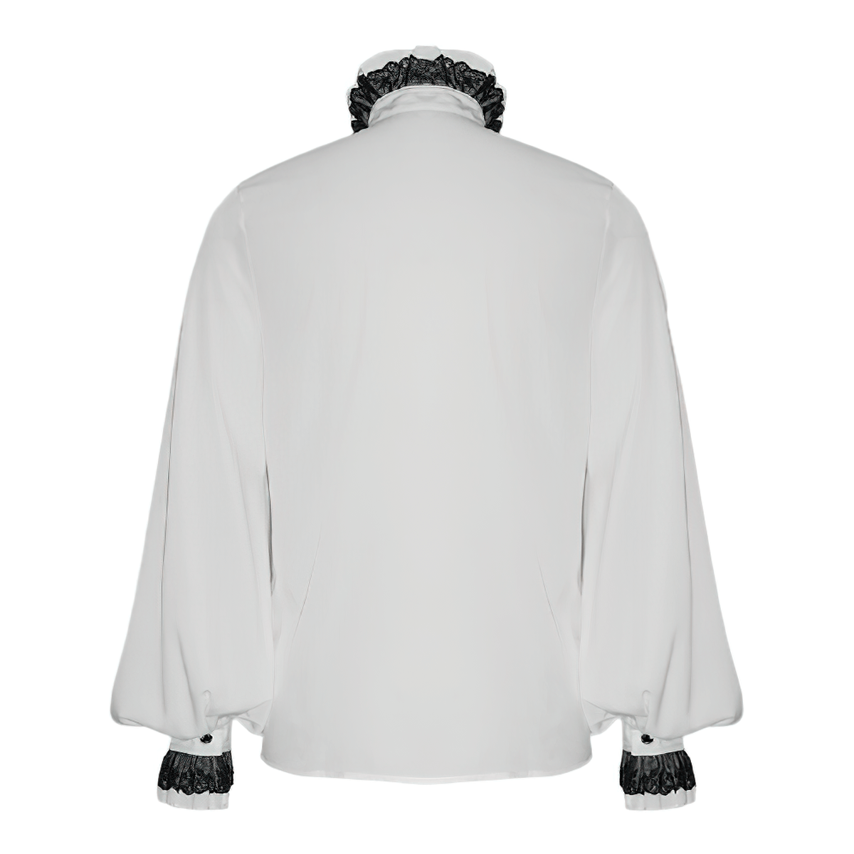 Male White Long Sleeve Shirt in Gothic Style / Vintage Men's Shirt with Lace on Collar and Cuffs