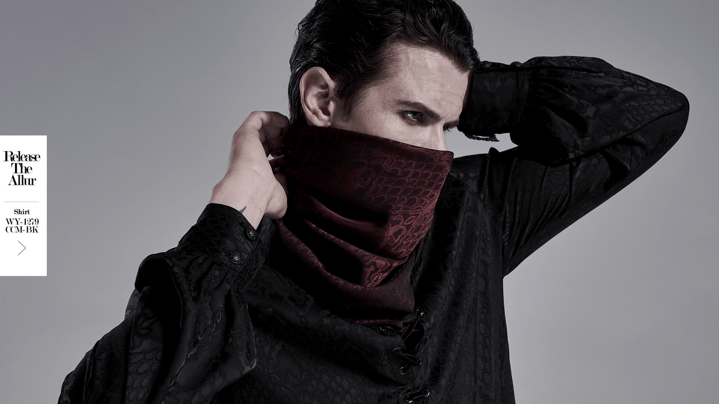Male Wine Red Gothic Jacquard Triangular Bandana