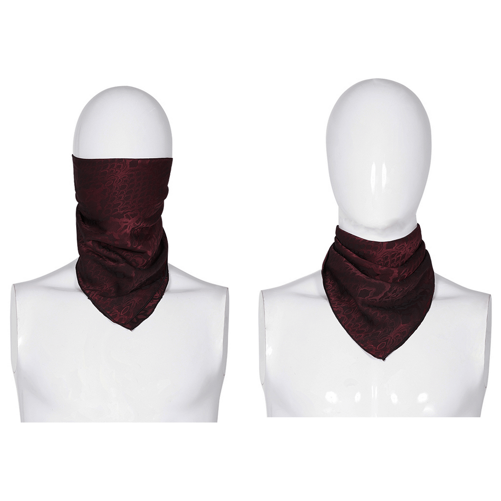 Male Wine Red Gothic Jacquard Triangular Bandana