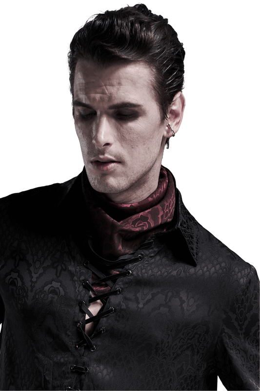 Male Wine Red Gothic Jacquard Triangular Bandana