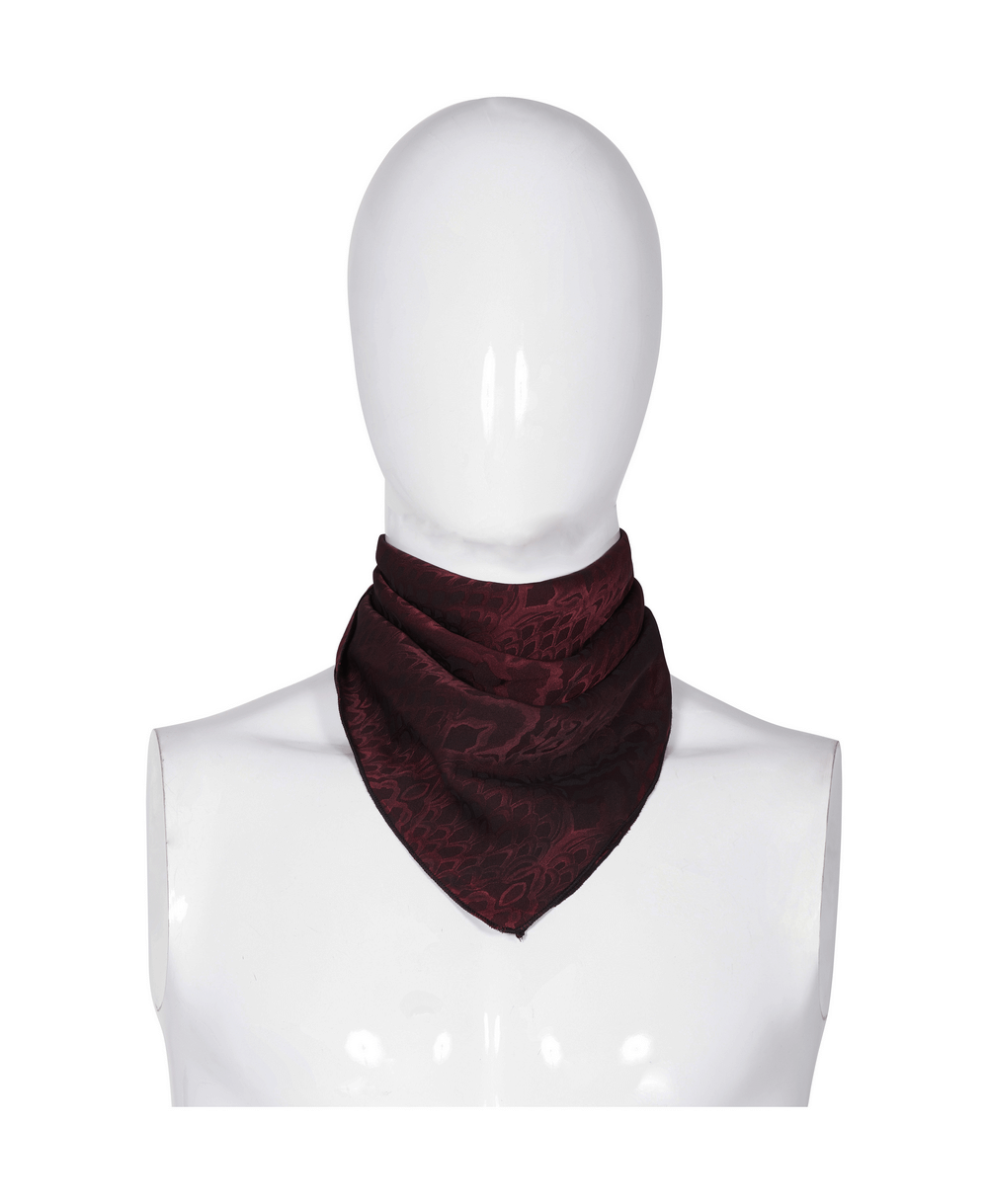 Male Wine Red Gothic Jacquard Triangular Bandana
