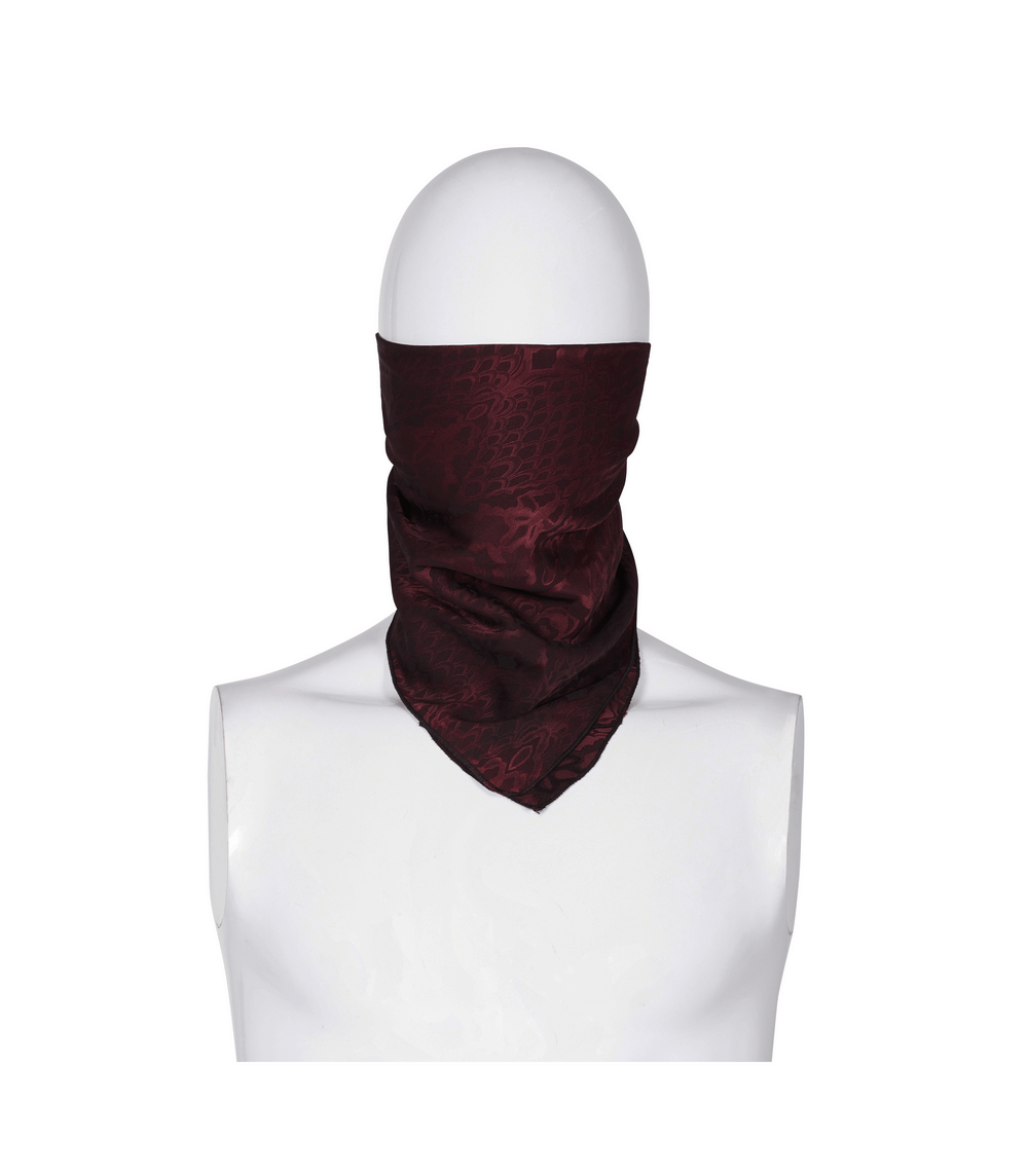 Male Wine Red Gothic Jacquard Triangular Bandana