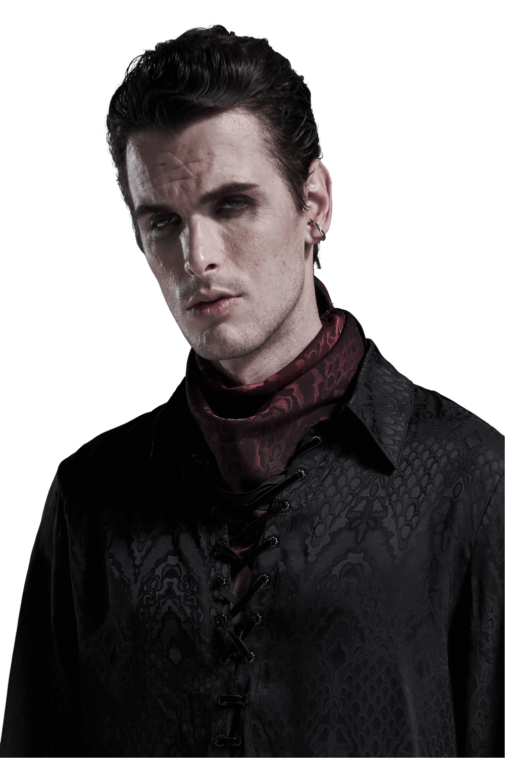 Male Wine Red Gothic Jacquard Triangular Bandana