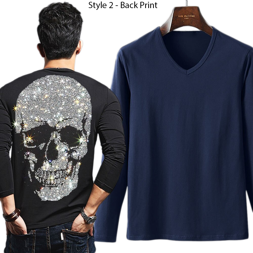 Men's Rock Style Skeleton Sweatshirt / Male Sweatshirt With Rhinestones
