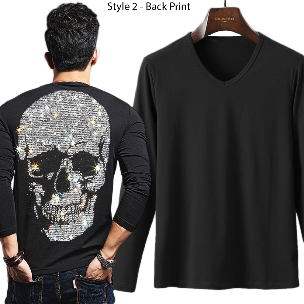 Men's Rock Style Skeleton Sweatshirt / Male Sweatshirt With Rhinestones