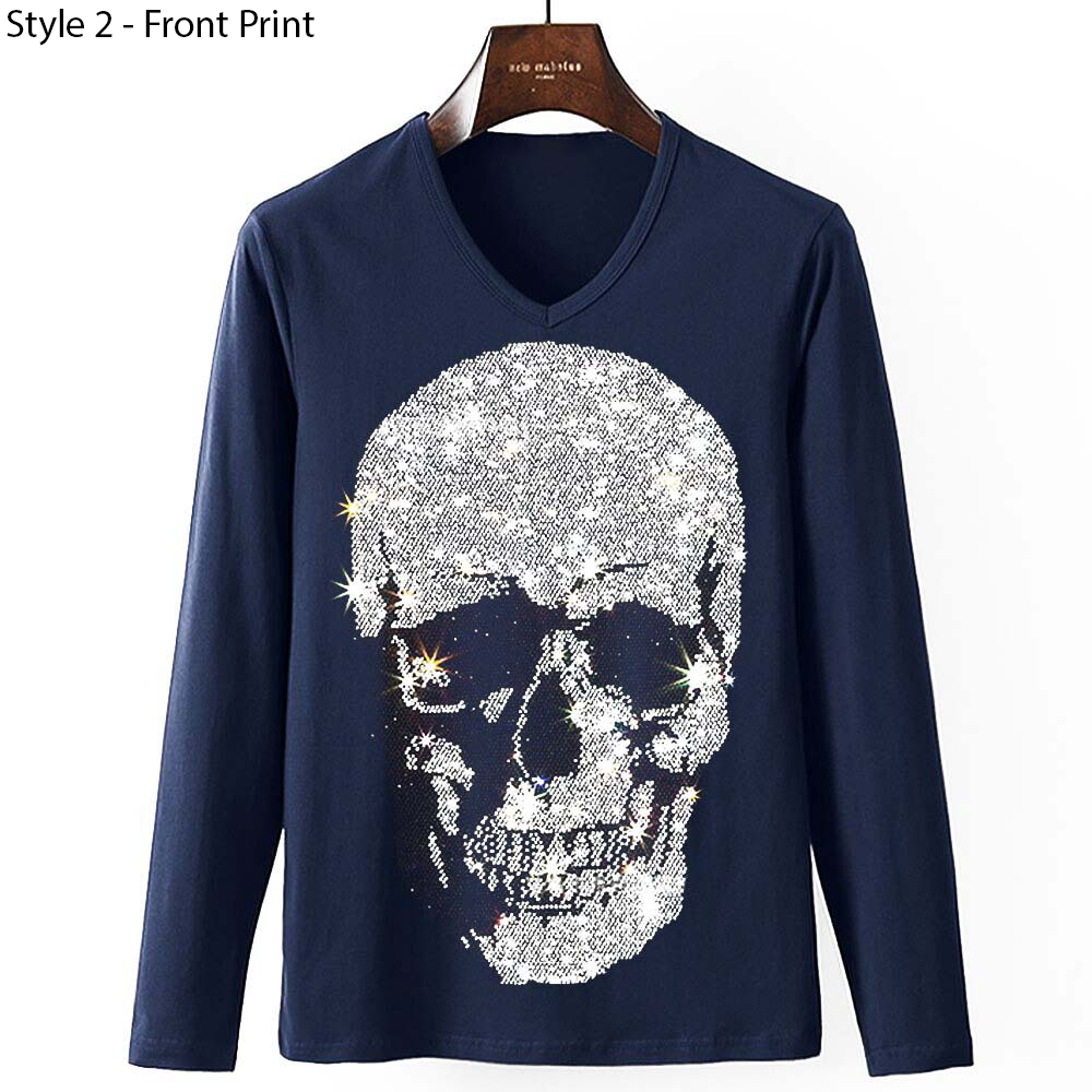 Men's Rock Style Skeleton Sweatshirt / Male Sweatshirt With Rhinestones