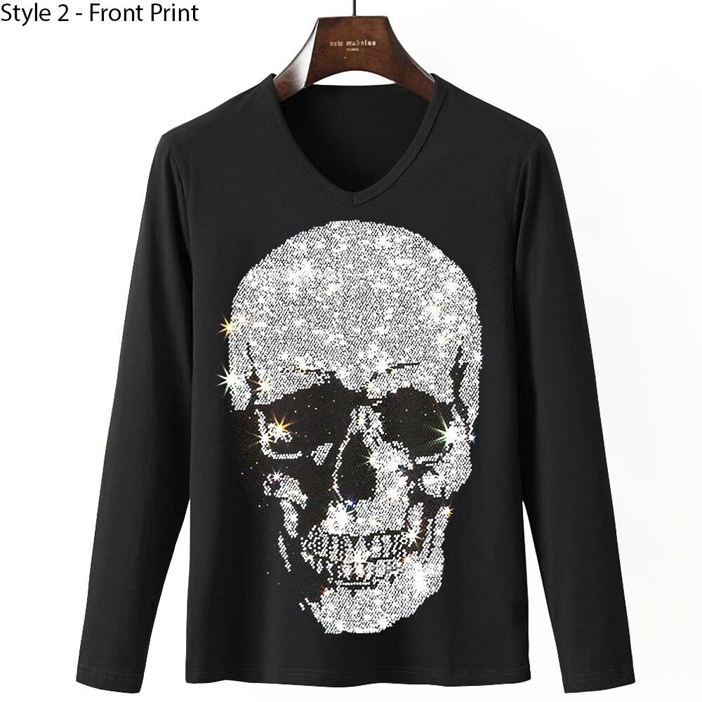 Men's Rock Style Skeleton Sweatshirt / Male Sweatshirt With Rhinestones