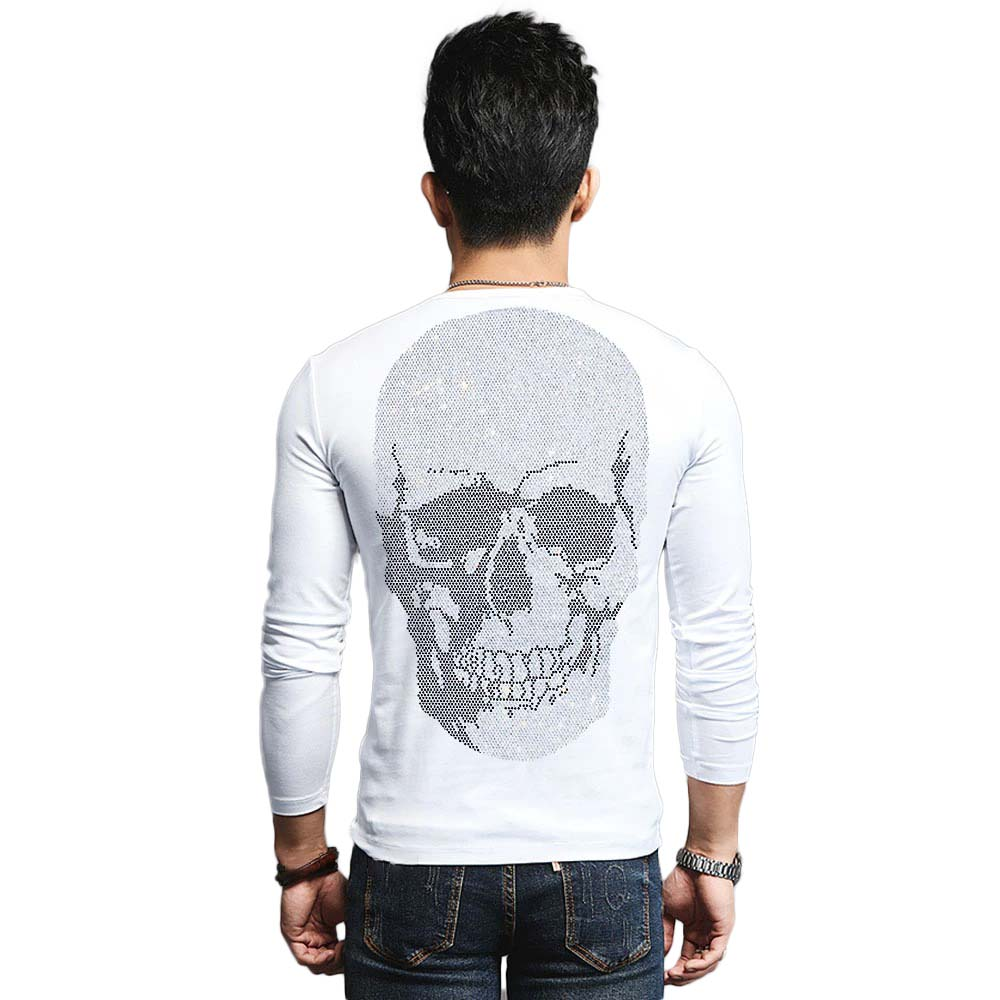 Men's Rock Style Skeleton Sweatshirt / Male Sweatshirt With Rhinestones