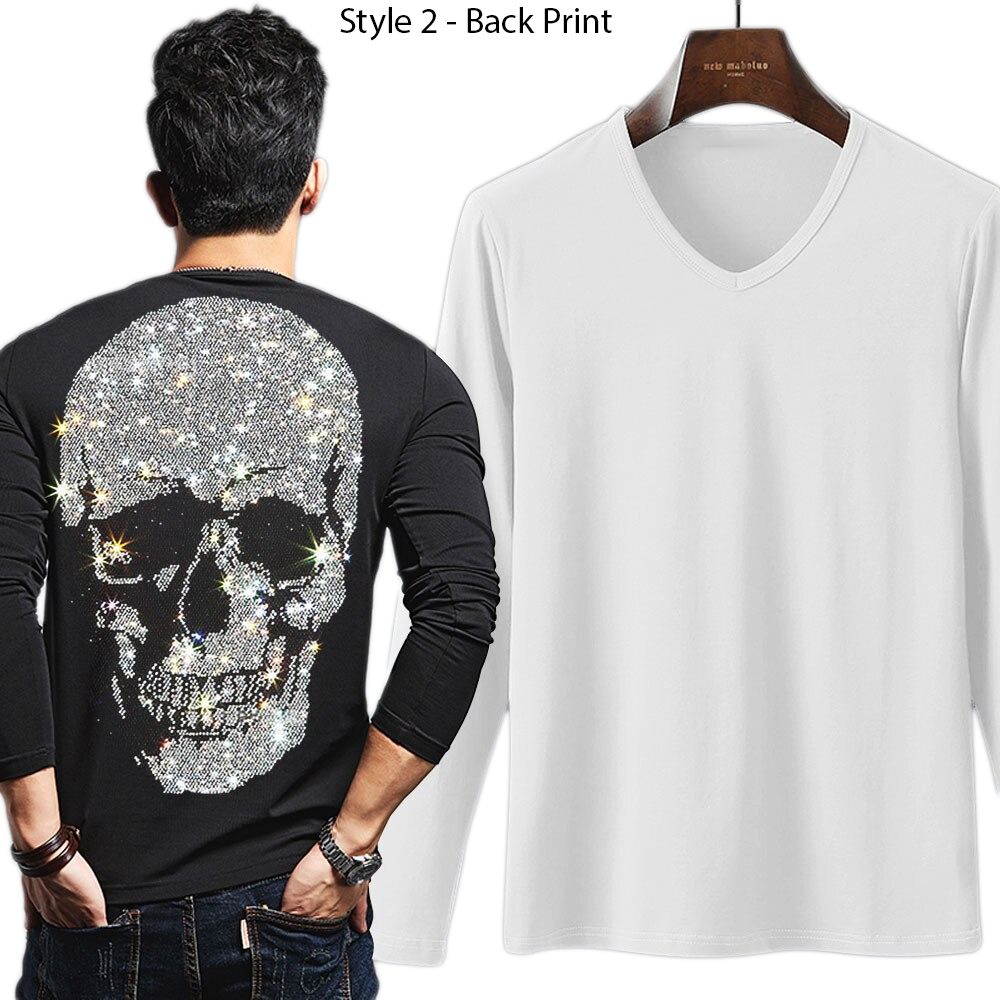 Men's Rock Style Skeleton Sweatshirt / Male Sweatshirt With Rhinestones