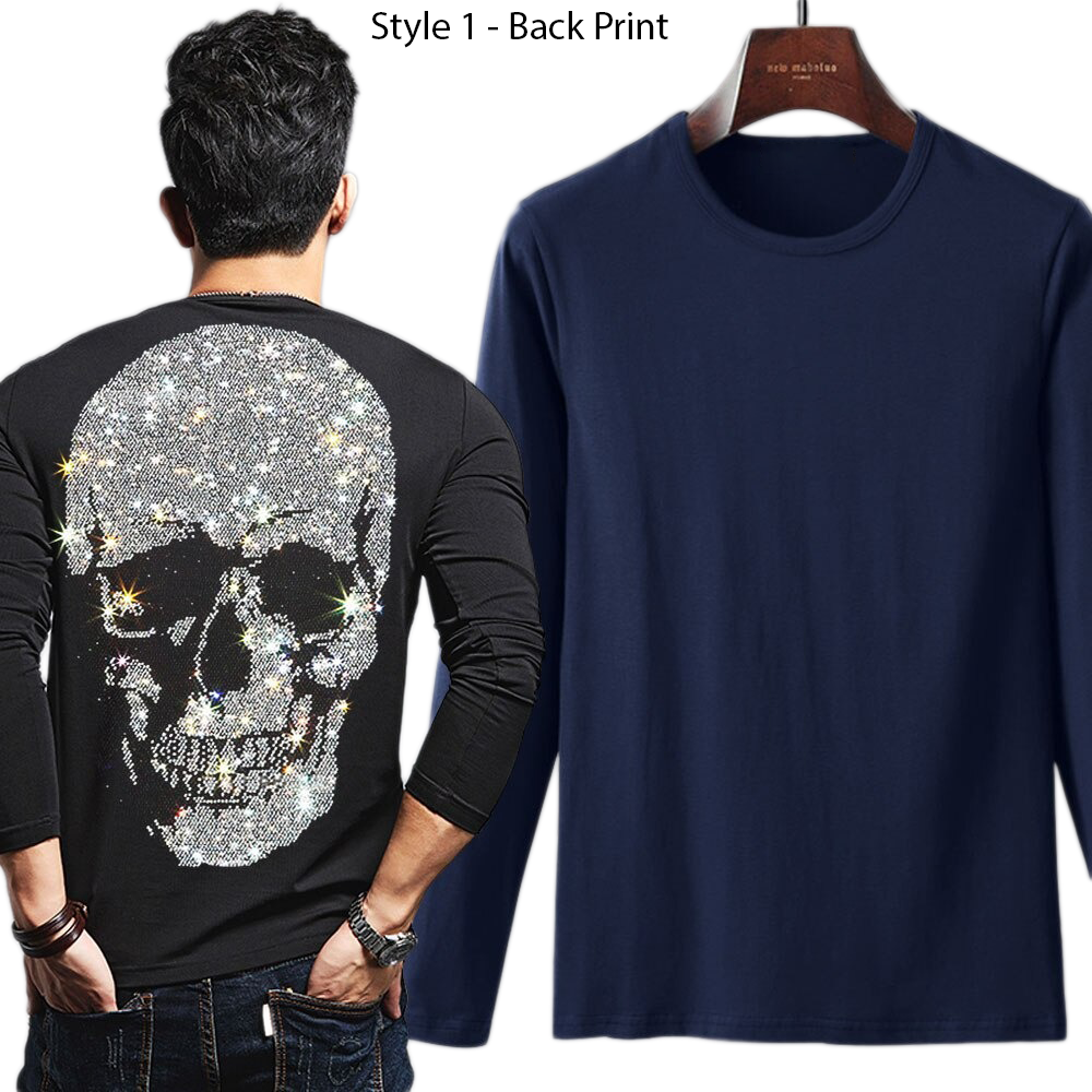 Men's Rock Style Skeleton Sweatshirt / Male Sweatshirt With Rhinestones