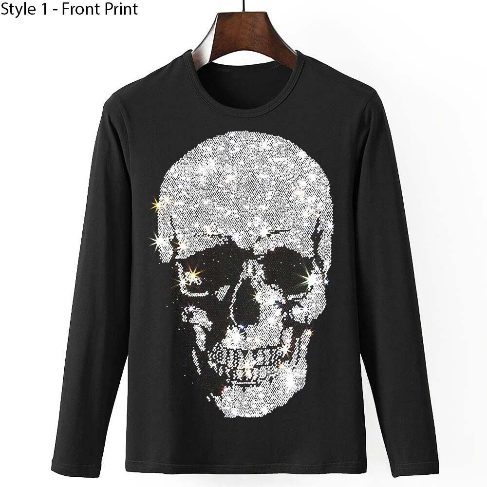 Men's Rock Style Skeleton Sweatshirt / Male Sweatshirt With Rhinestones