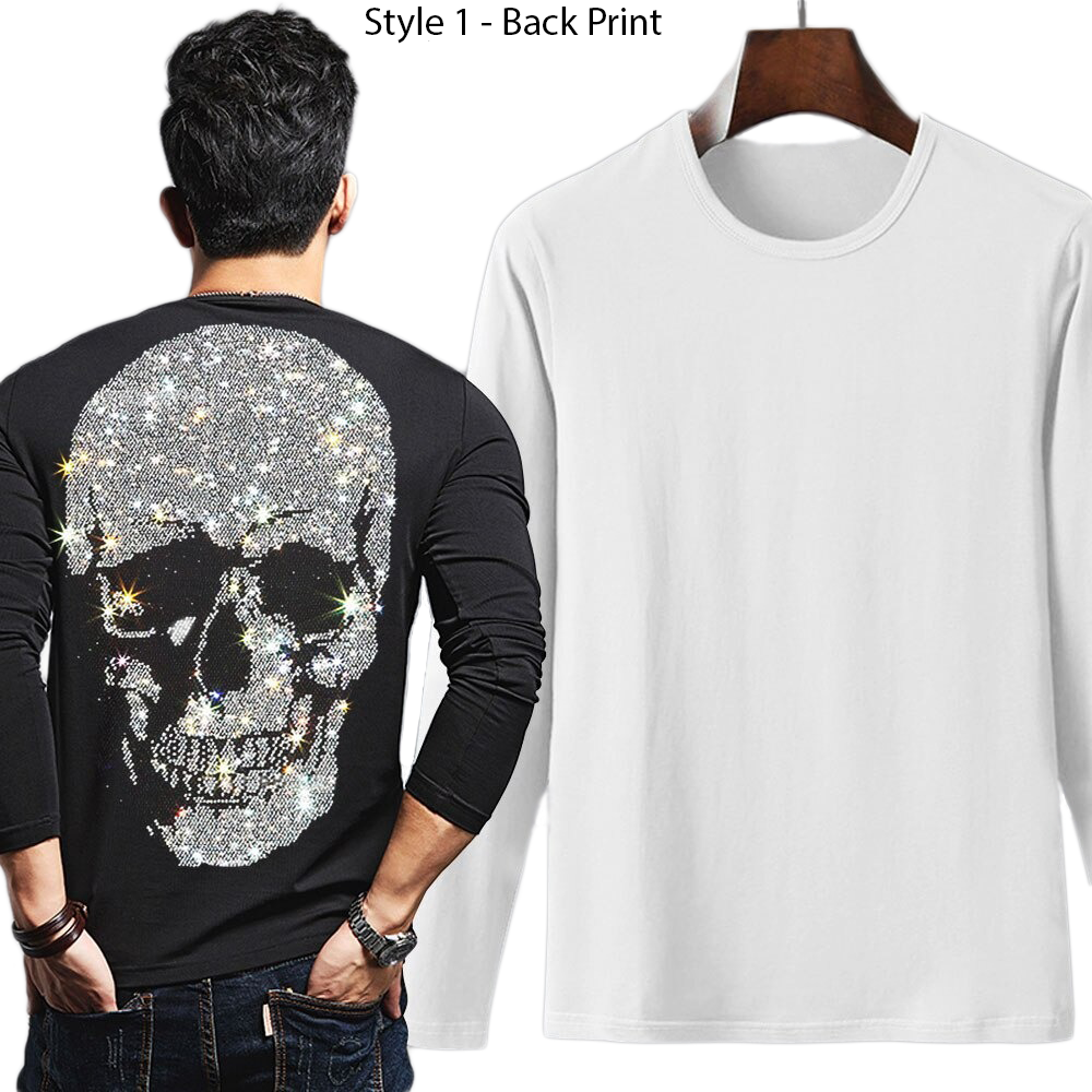 Men's Rock Style Skeleton Sweatshirt / Male Sweatshirt With Rhinestones