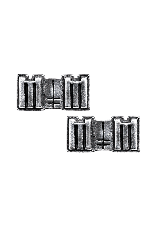 Marilyn Manson 'MM' Logo - 3D Sculpted Pewter Earrings