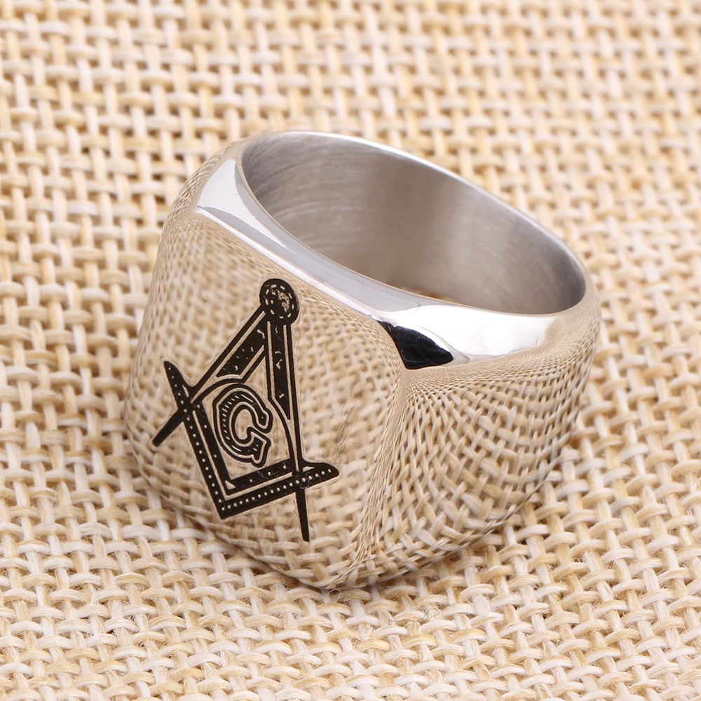 Masonic Ring for Men and Women / Stainless Steel Signet Ring in Punk Style