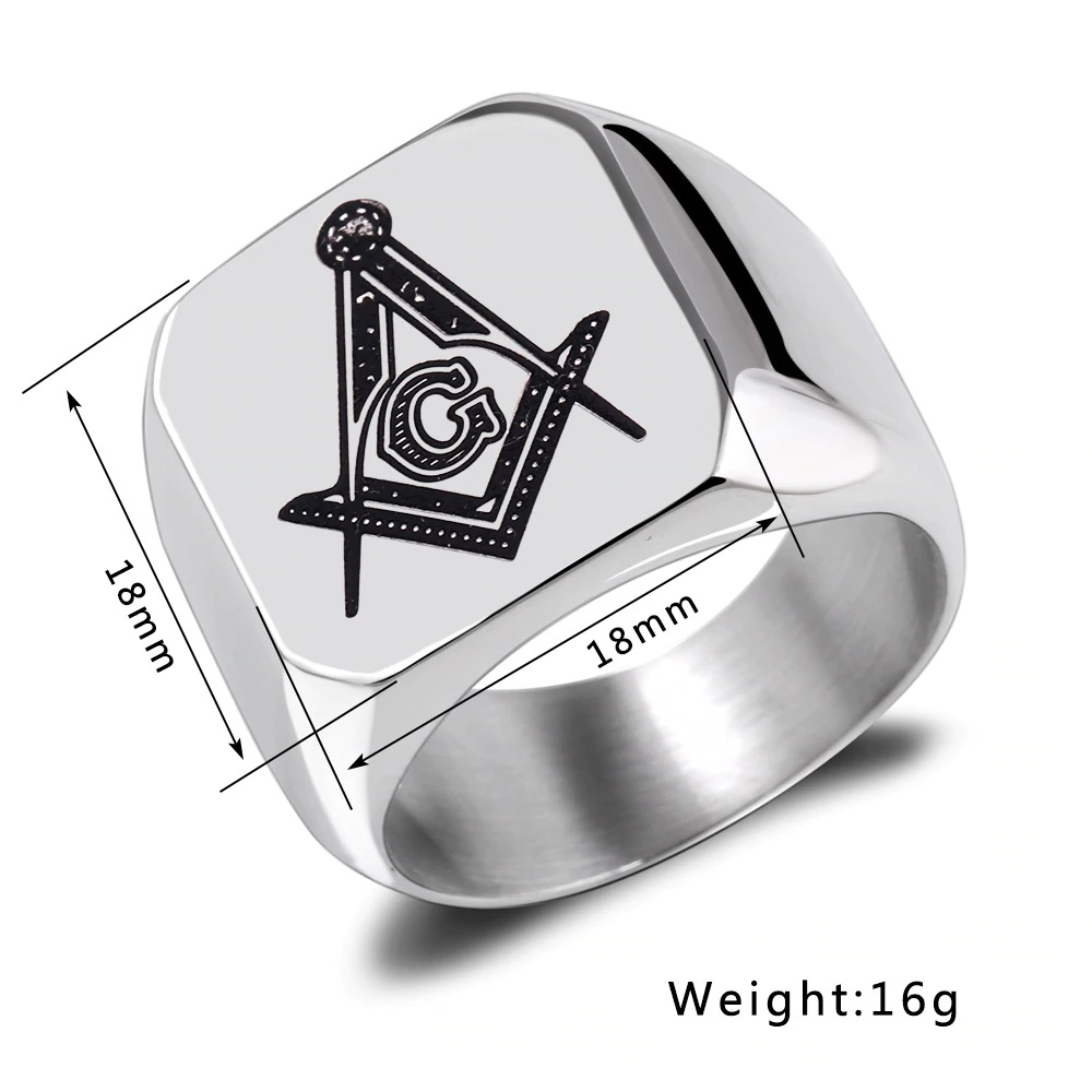 Masonic Ring for Men and Women / Stainless Steel Signet Ring in Punk Style
