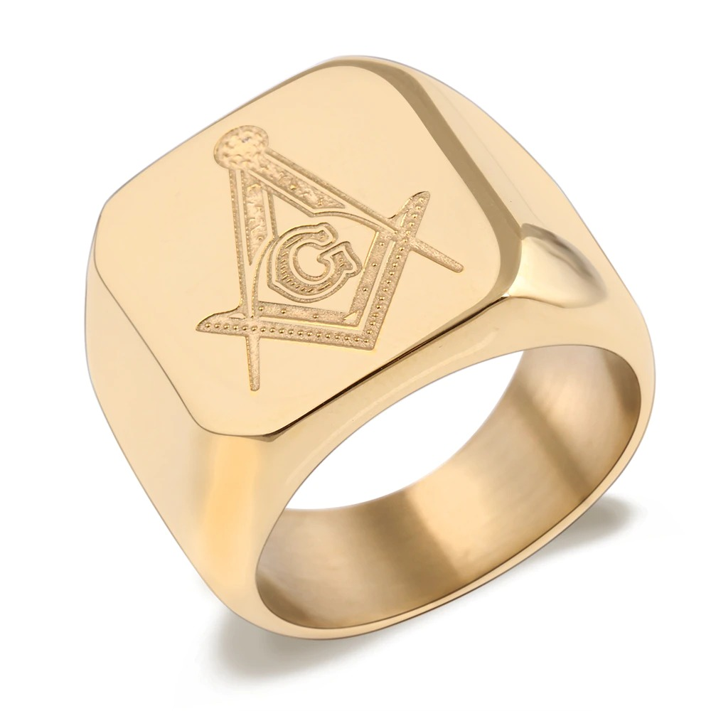 Masonic Ring for Men and Women / Stainless Steel Signet Ring in Punk Style