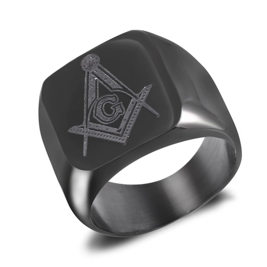 Masonic Ring for Men and Women / Stainless Steel Signet Ring in Punk Style