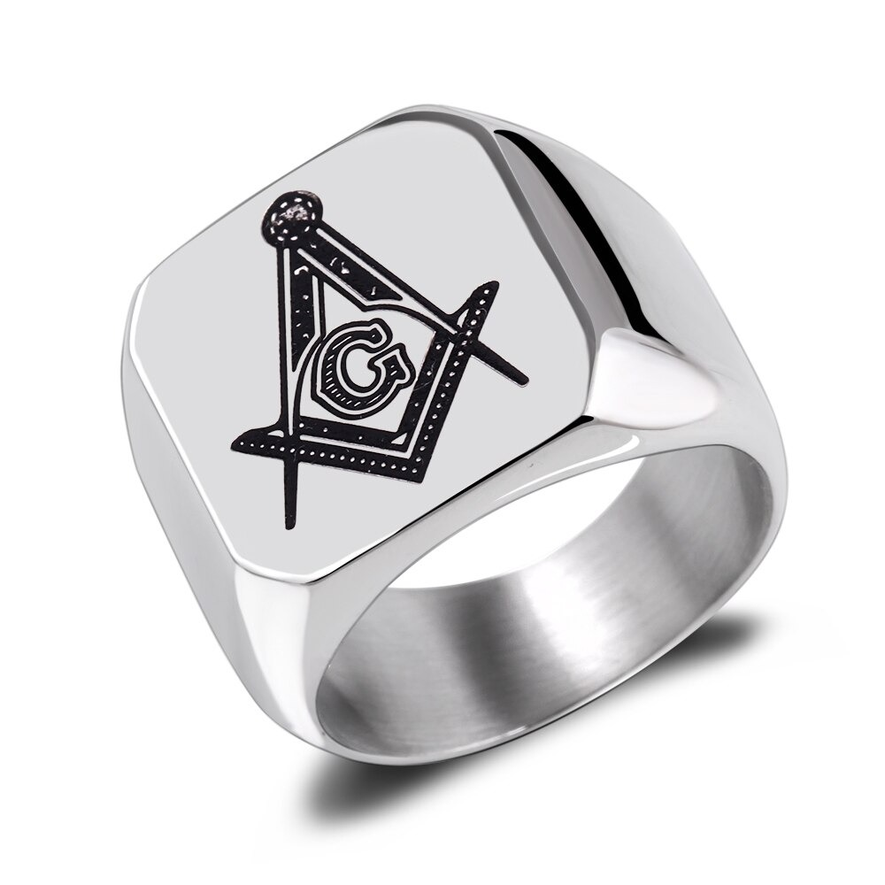 Masonic Ring for Men and Women / Stainless Steel Signet Ring in Punk Style