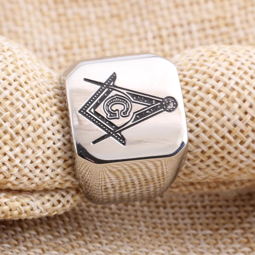 Masonic Ring for Men and Women / Stainless Steel Signet Ring in Punk Style
