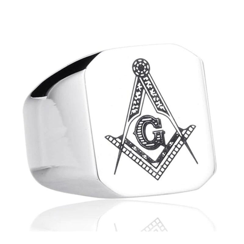 Masonic Ring for Men and Women / Stainless Steel Signet Ring in Punk Style