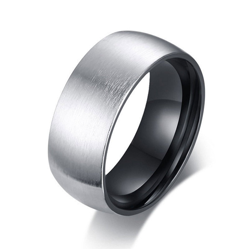 Matte Surface Stainless Steel Ring with Black Inner / Men & Women Alternative Jewelry