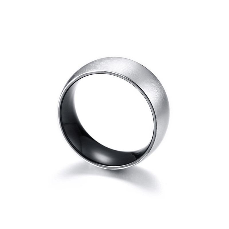 Matte Surface Stainless Steel Ring with Black Inner / Men & Women Alternative Jewelry
