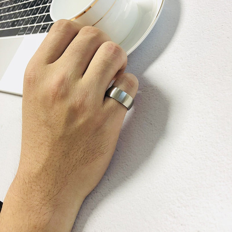 Matte Surface Stainless Steel Ring with Black Inner / Men & Women Alternative Jewelry