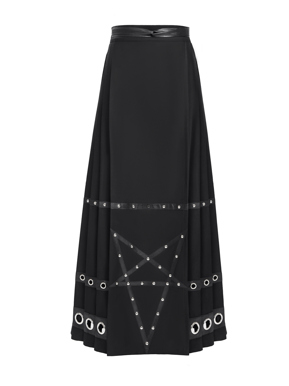 Maxi Skirt with Pentagram Straps and Grommet Details