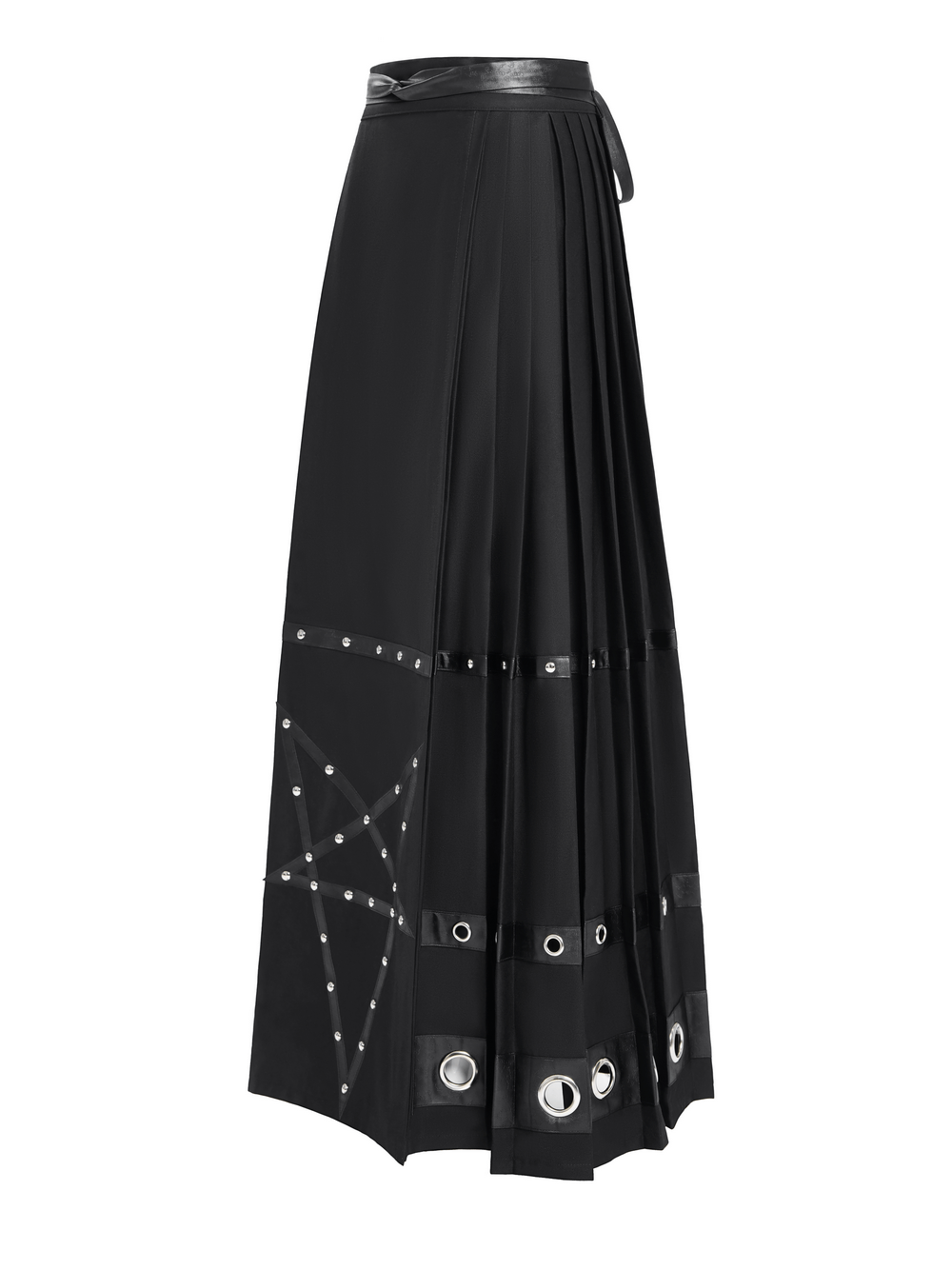 Maxi Skirt with Pentagram Straps and Grommet Details