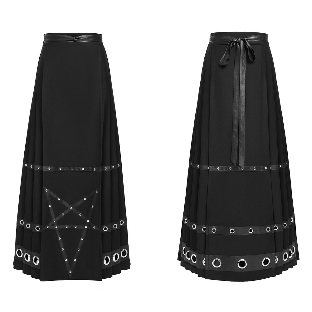 Maxi Skirt with Pentagram Straps and Grommet Details