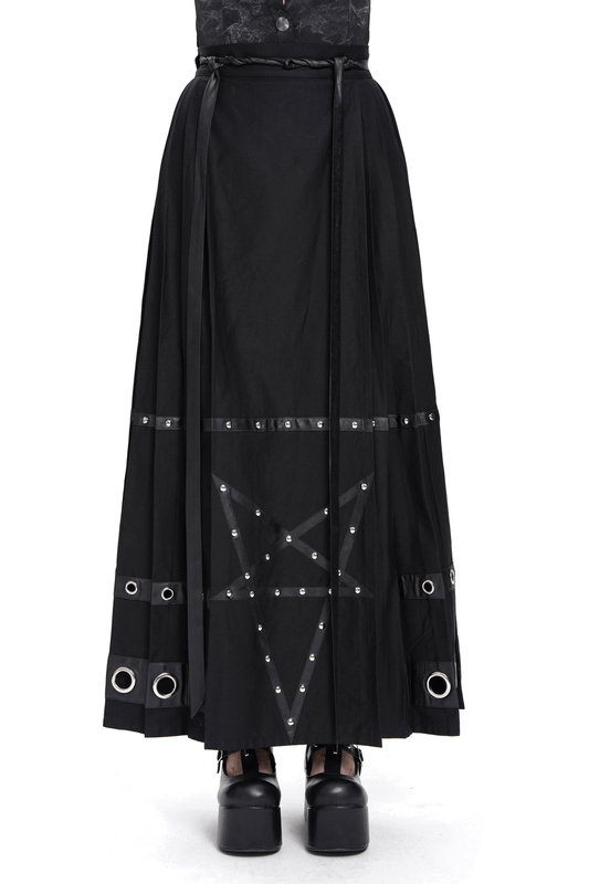 Maxi Skirt with Pentagram Straps and Grommet Details