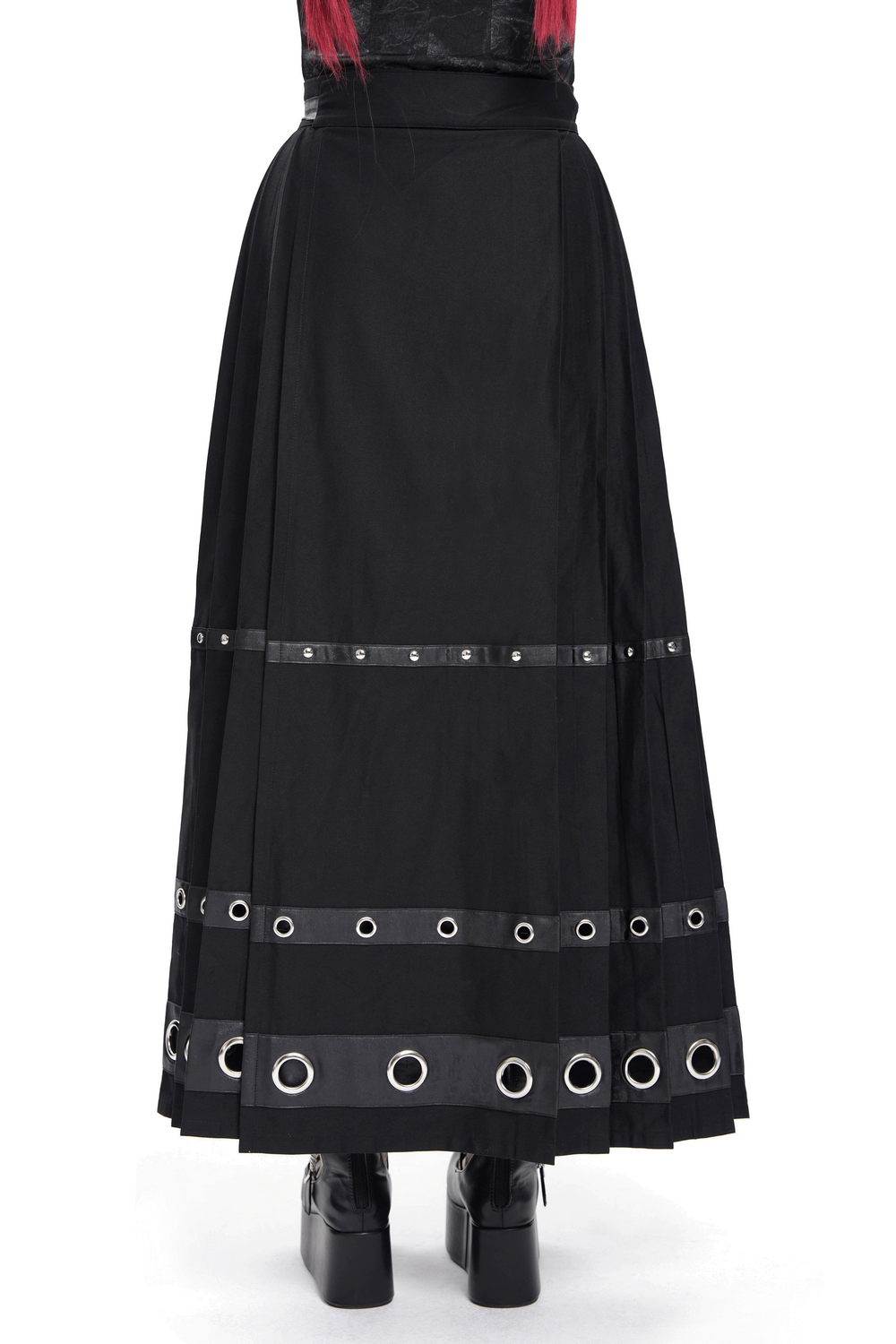 Maxi Skirt with Pentagram Straps and Grommet Details